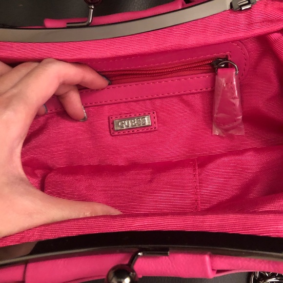 Guess ribbon bow cross body bag in hot pink - Picture 2 of 4